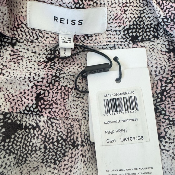 REISS Alice Abstract Pleated Long Sleeve Button-Down Asymmetrical Shirt Dress - Picture 12 of 14